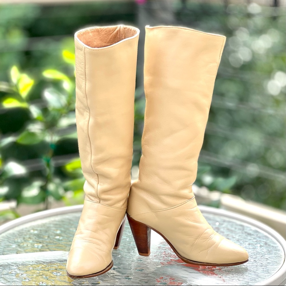 Frye Cream Heeled Boots